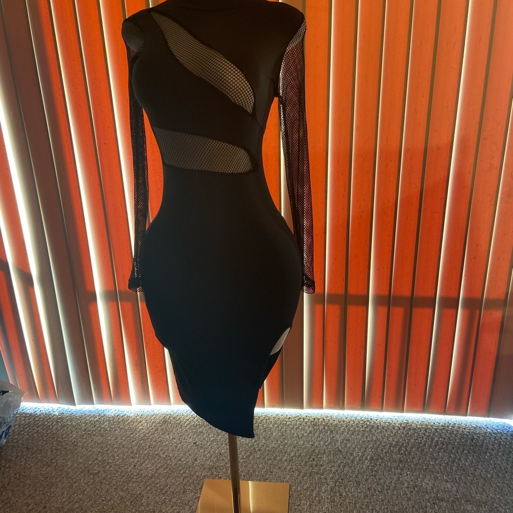 Sexy Black Mesh Panel Dress
